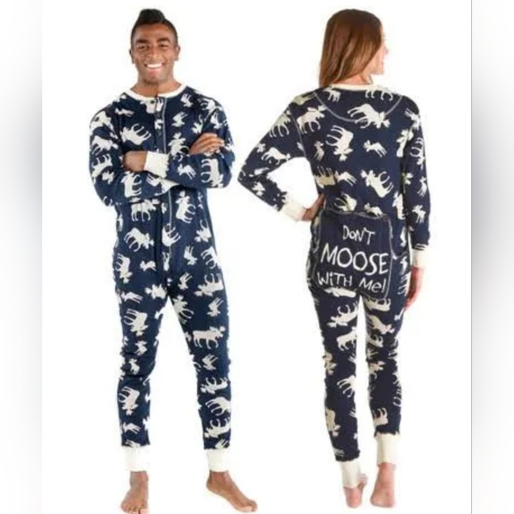 Lazy One Flapjack Adult PJs "Don't Moose with Me", Medium - Picture 2 of 6